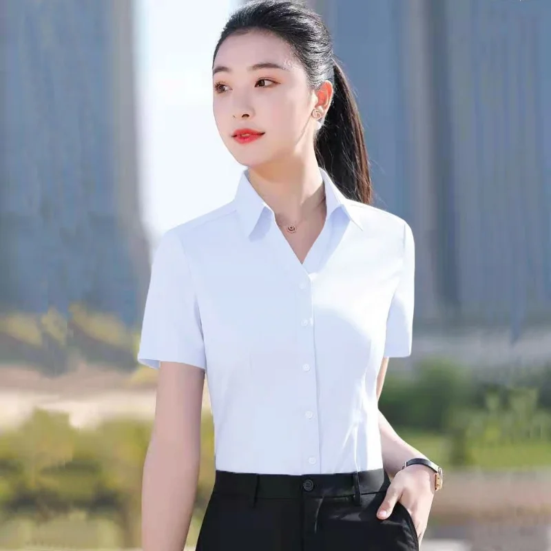 Spring Autumn New All-match Simplicity Office Blouse Long Sleeve Polo Neck Solid Slim Shirt Tops Elegant Fashion Women Clothing