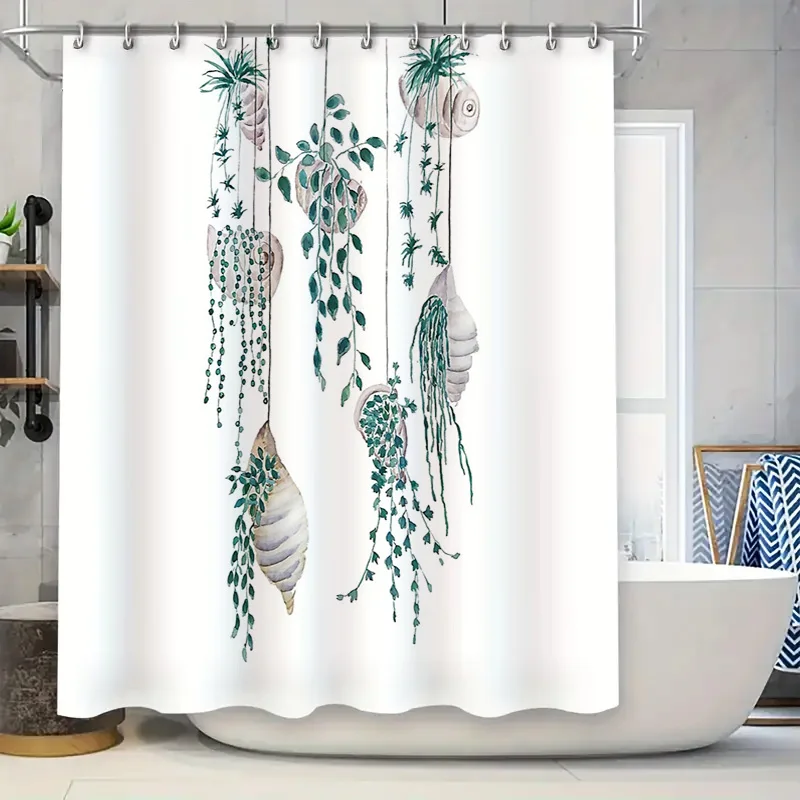 Botanical Shower Curtain Plant Leaf Pattern Nature Theme Bathroom Decor Greenery Floral Backdrop Waterproof Fabric