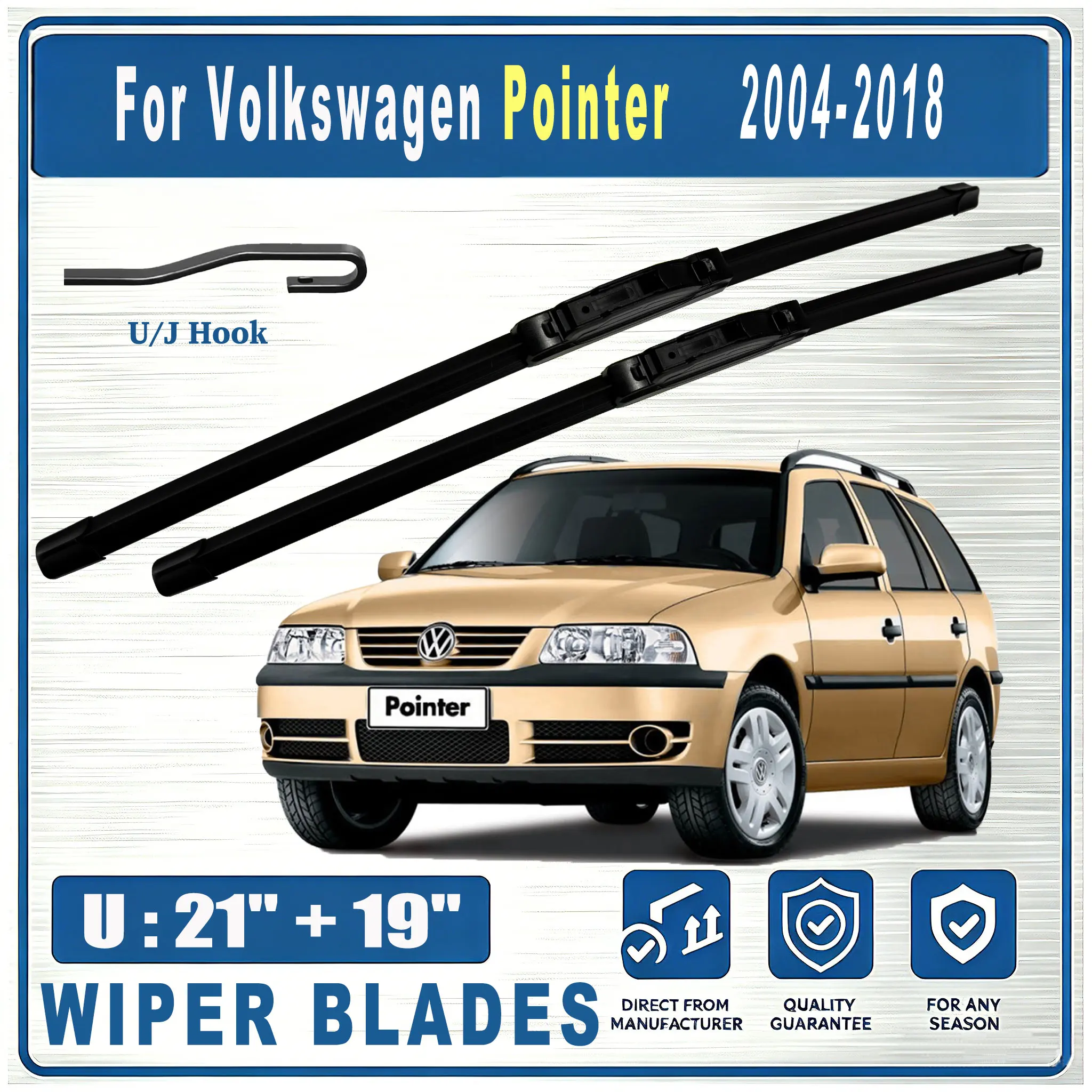 Für Volkswagen Pointer 2004-2018 Front U 21"&19" VW 530mm 480mm Scheibenwischerblätter Windschutzscheibenwischerblatt VW OEM 2 Stück
