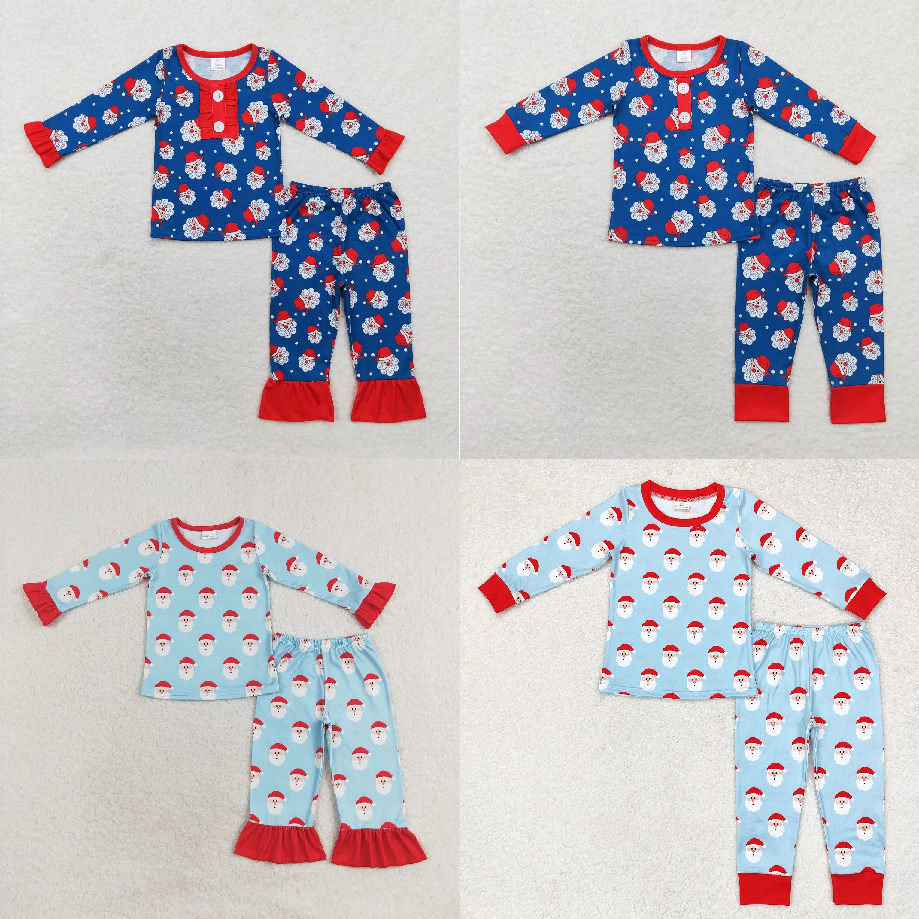 Wholesale Children Baby Boy Girl Sleepwear Long Sleeves Shirts Christmas Santa Set Kids Pants Toddler Outfit Pajamas Nightwear