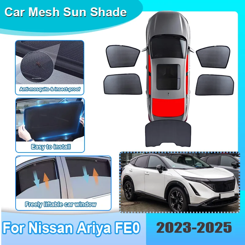 

Car Window Sunshade For Nissan Ariya Nismo FE0 2023 2024 2025 Visor Mesh Protection Privacy Windshield Frame Curtain Accessories
