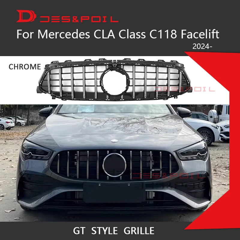 

Для 2024 Новый CLA Class AMG GT Grill Mercedes Benz W118 C118 Facelift Автоматическая передняя вертикальная решетка Panamerica CLA220 CLA35 CLA250