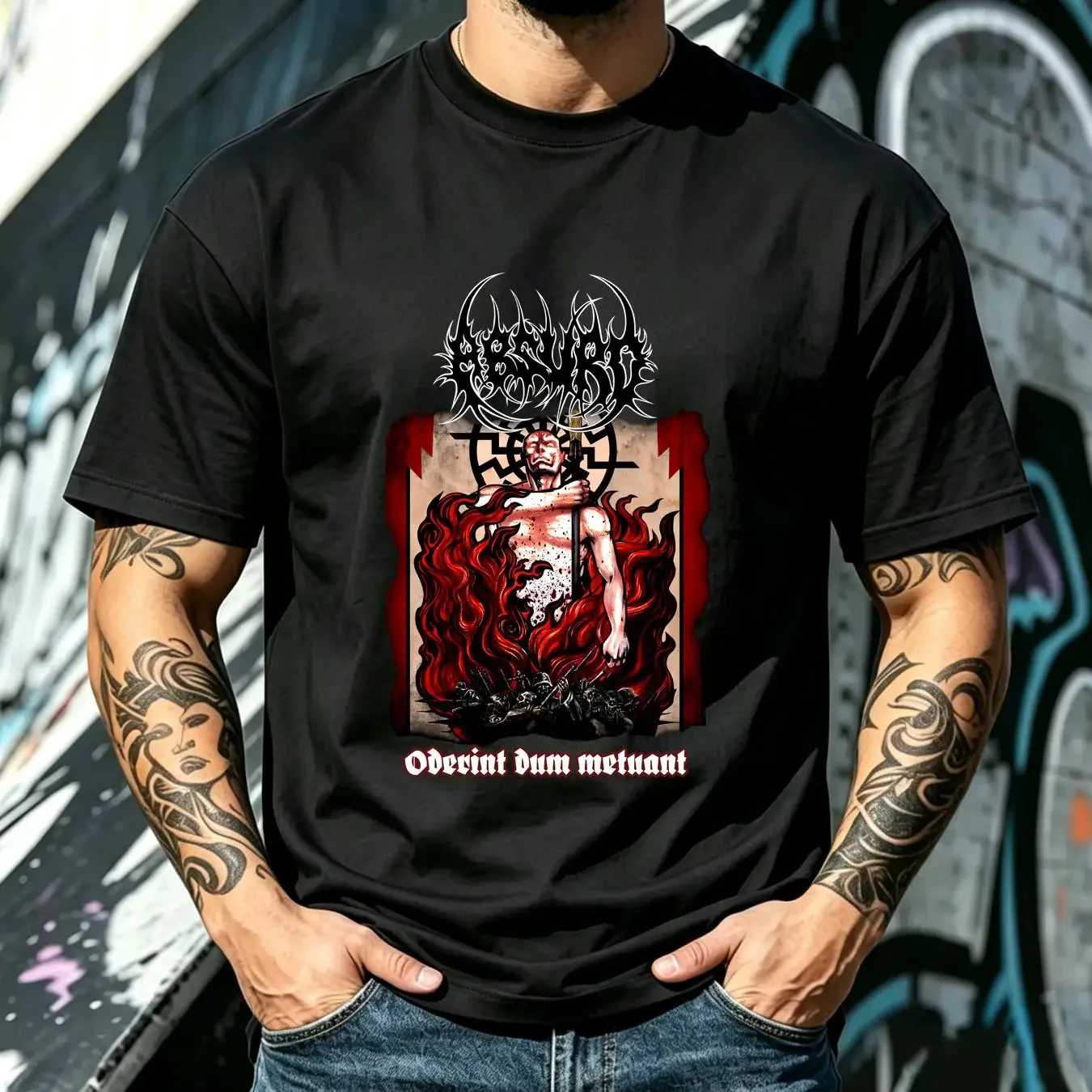 washed T Shirt Absurd Oderint Dum Metuant S 2XL vintage Washed streetwear designer clothes Versatile Comfortable Breathable