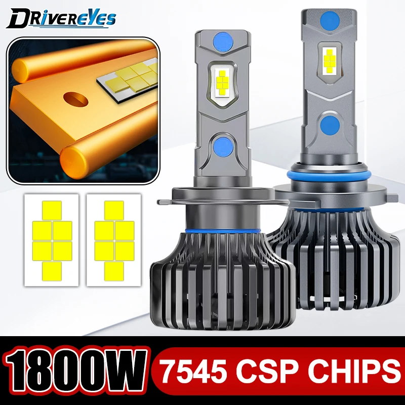 

Dembaliyes H4 Led Canbus H7 1800 Вт Автомобильная лампа для фар Супер яркость 7545 CSP Двойные медные трубки Рассеивание тепла Противотуманные фары IP68