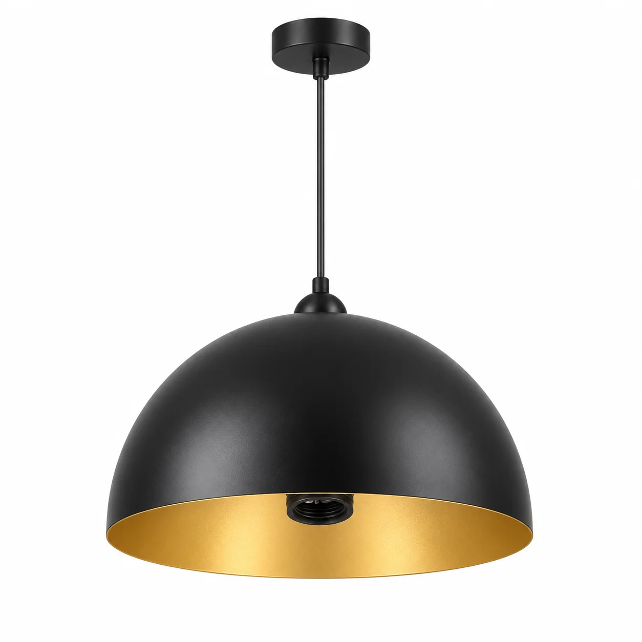 Modern Industrial Pendant Light E27 Black Gold Metal Dome Hanging Lamp Adjustable Cord 30/40/50/60cm for Kitchen Dining Room Caf