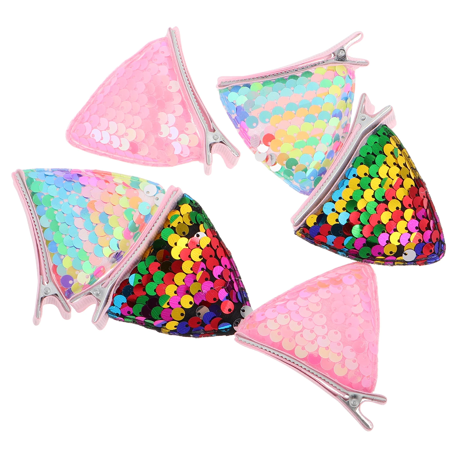 

6pcs Cat Ears Clips 3D Design Vibrant Colors Metal Cloth Plastic Secure Duckbill Clip Girls Toddlers Hair Accessories Women Cat