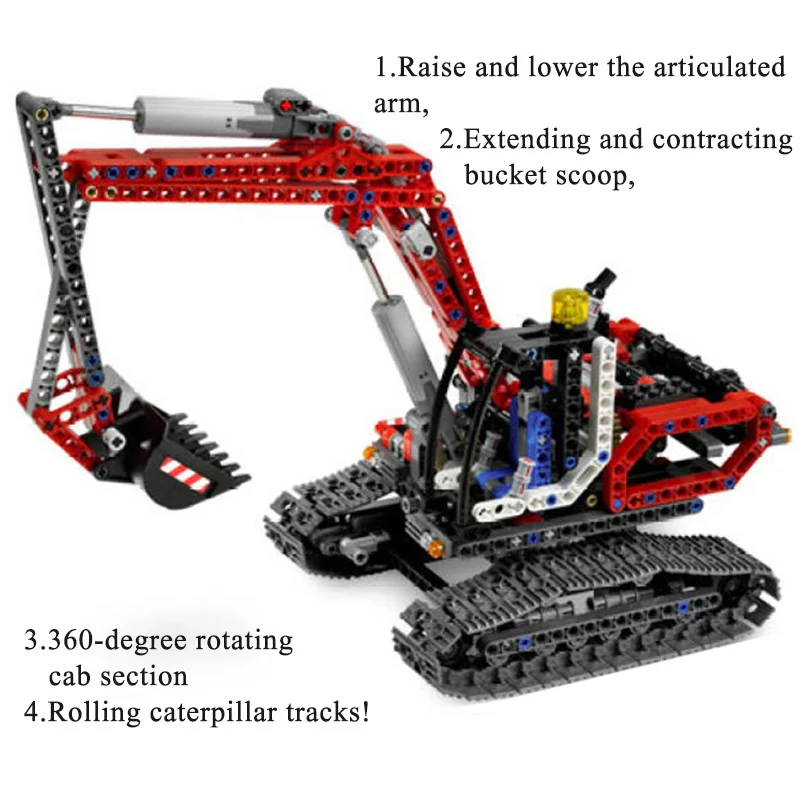 728 Piece Bricks Electric Excavator Tracked Dumper Car Set Technical City Model Building Block Toy For Boy Gifts