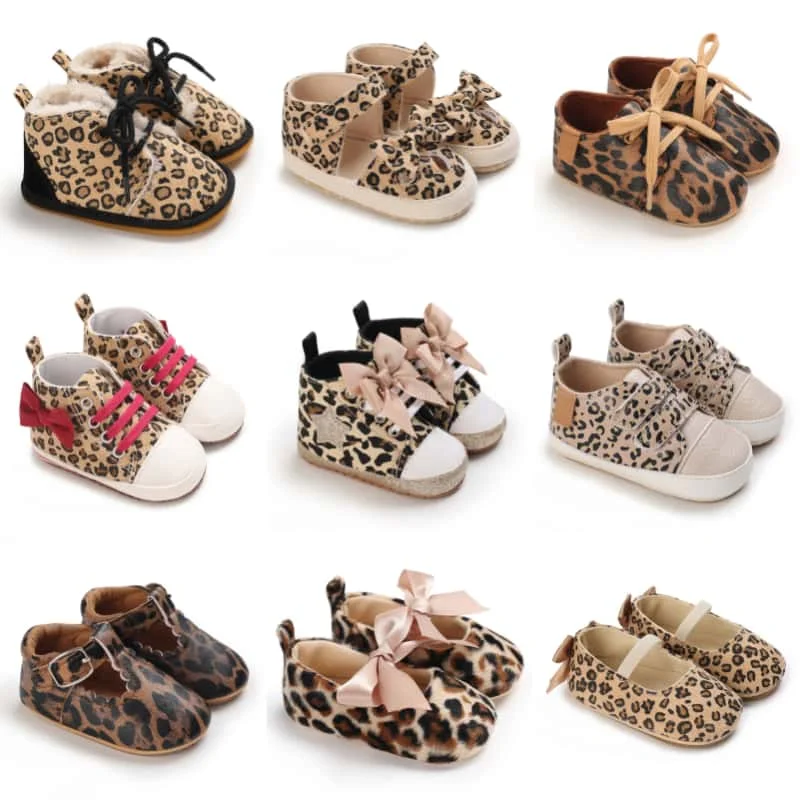 Leopard Pattern Baby Sneakers Soft Soled Spring Autumn Newborn 0-1 Year Old Fashion Infant Shoes