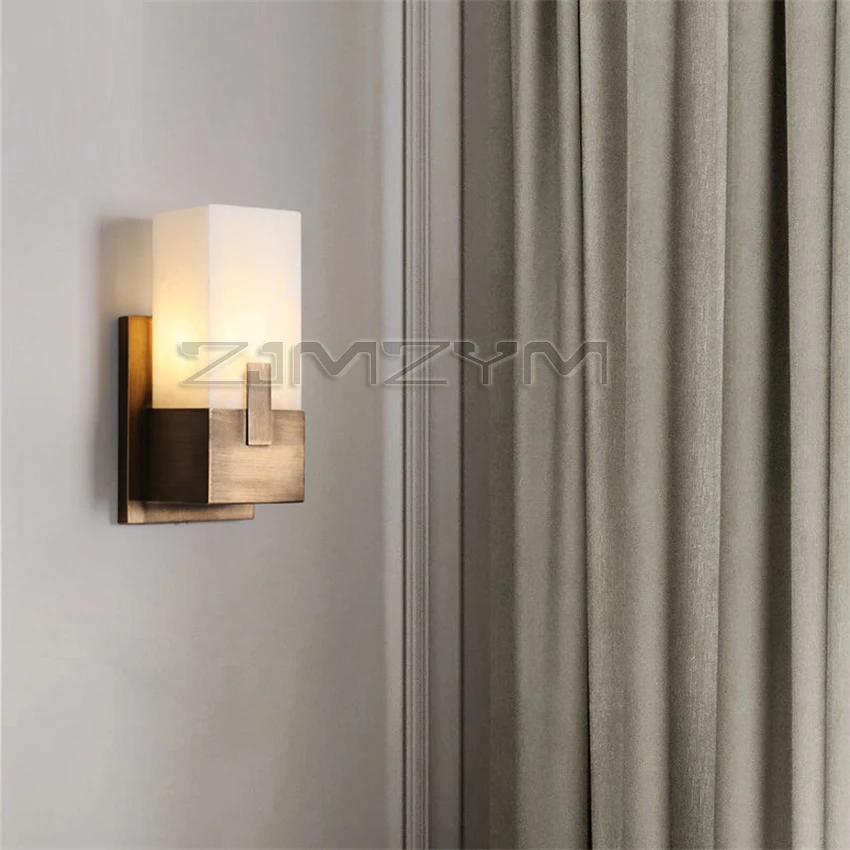 Natural Marble Wall Lamp Minimalist Living Room Bedroom TV Background Wall Light Entrance Hallway American Style Bedside Lamps