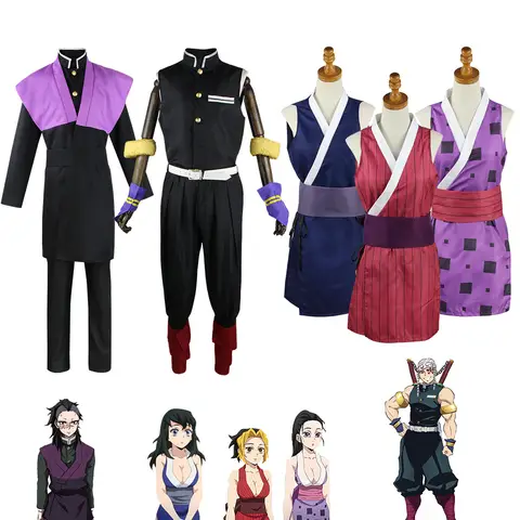 Anime Kimetsu No Yaiba Shinazugawa Genya Cosplay Costume Kisatsutai Team Uniform Shirt Pants Uzui Tengen Cosplay Costume