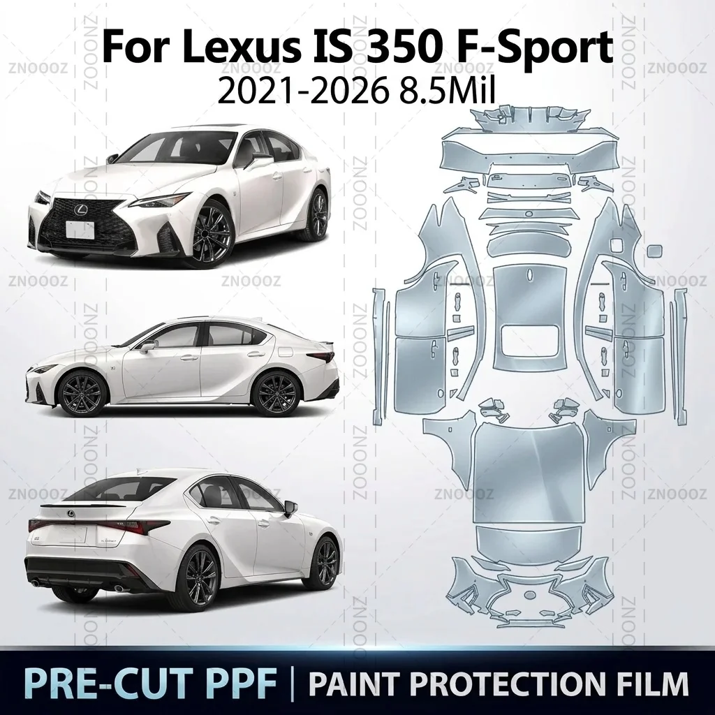 Für Lexus IS 350 F-Sport 2021-2026 8,5 Mil Vorgeschnittene Lackschutzfolie TPU Selbstheilend Ganzfahrzeug Glänzend Transparent Matt Schwarz