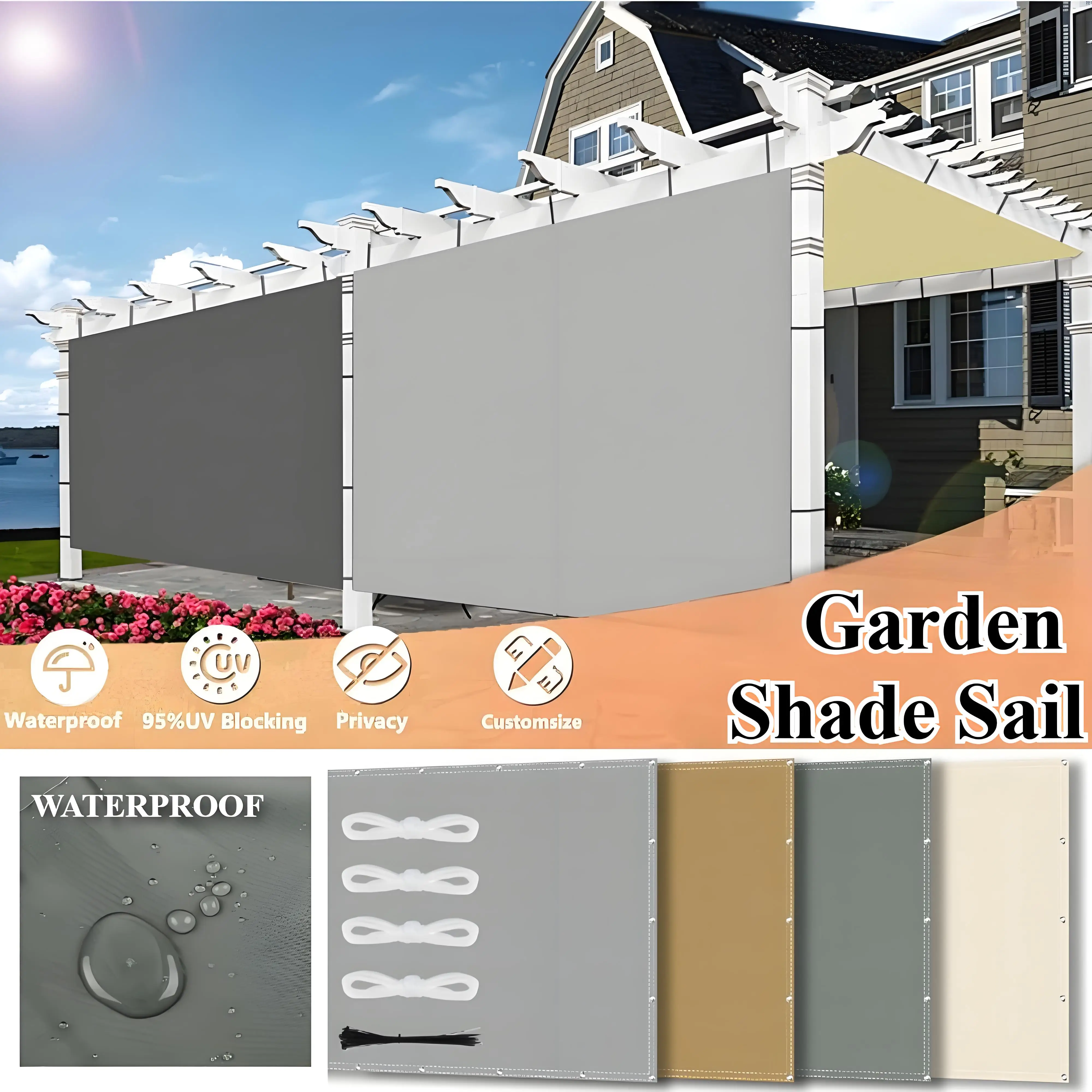 2x3/3x3/3x4/4x5M Sun Shade Sail Waterproof Outdoor Square Rectangle Garden Patio UV Block Party Canopy Pool Camp Awning Shelter