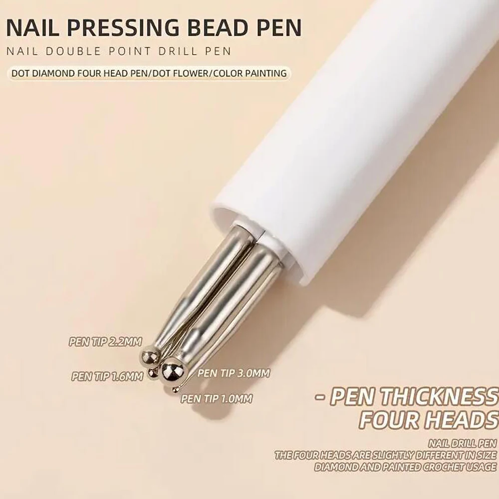 새로운 4 in 1 다기능 네일 아트 도트 펜, 젬, 창의적인 페인팅 네일 포인트 다이아몬드 펜 프레스 타입 네일 도구