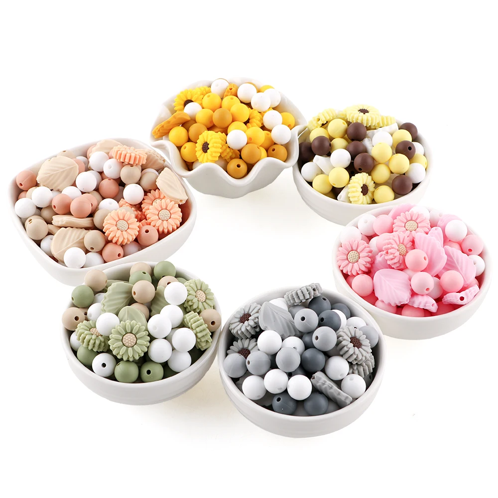 40Pcs/set Loose Silicone Beads Mixed For Bracelet Necklace Jewelry Handmade Accessories