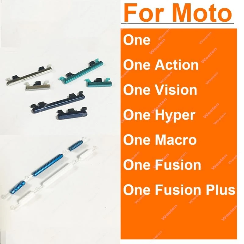 For Motorola MOTO One Action One Hyper One Macro One Fusion Plus On Off Power Button Volume Switch Side Key Parts