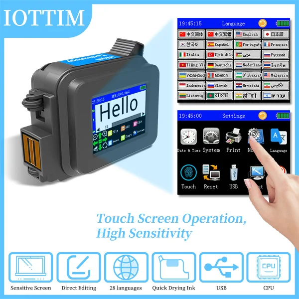 Iottim 12.7 مللي متر طابعة نافثة للحبر صغيرة محمولة تاريخ الأعمال الصغيرة طابعة ملصقات رمز الاستجابة السريعة شعار رقم الدفعة