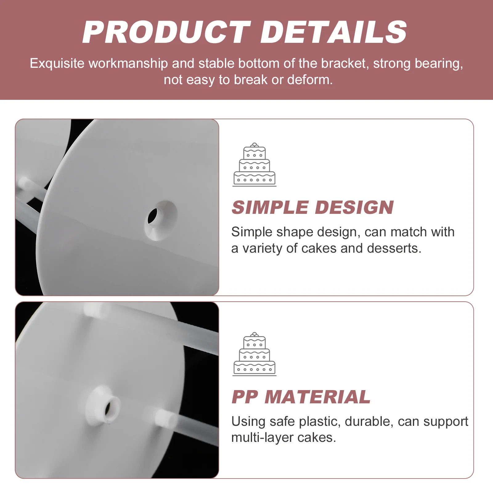 

Cake Tier Supports Safe Plastic Multi-Layer Cake Stand Bracket Reusable Sturdy Support Rack for Baking