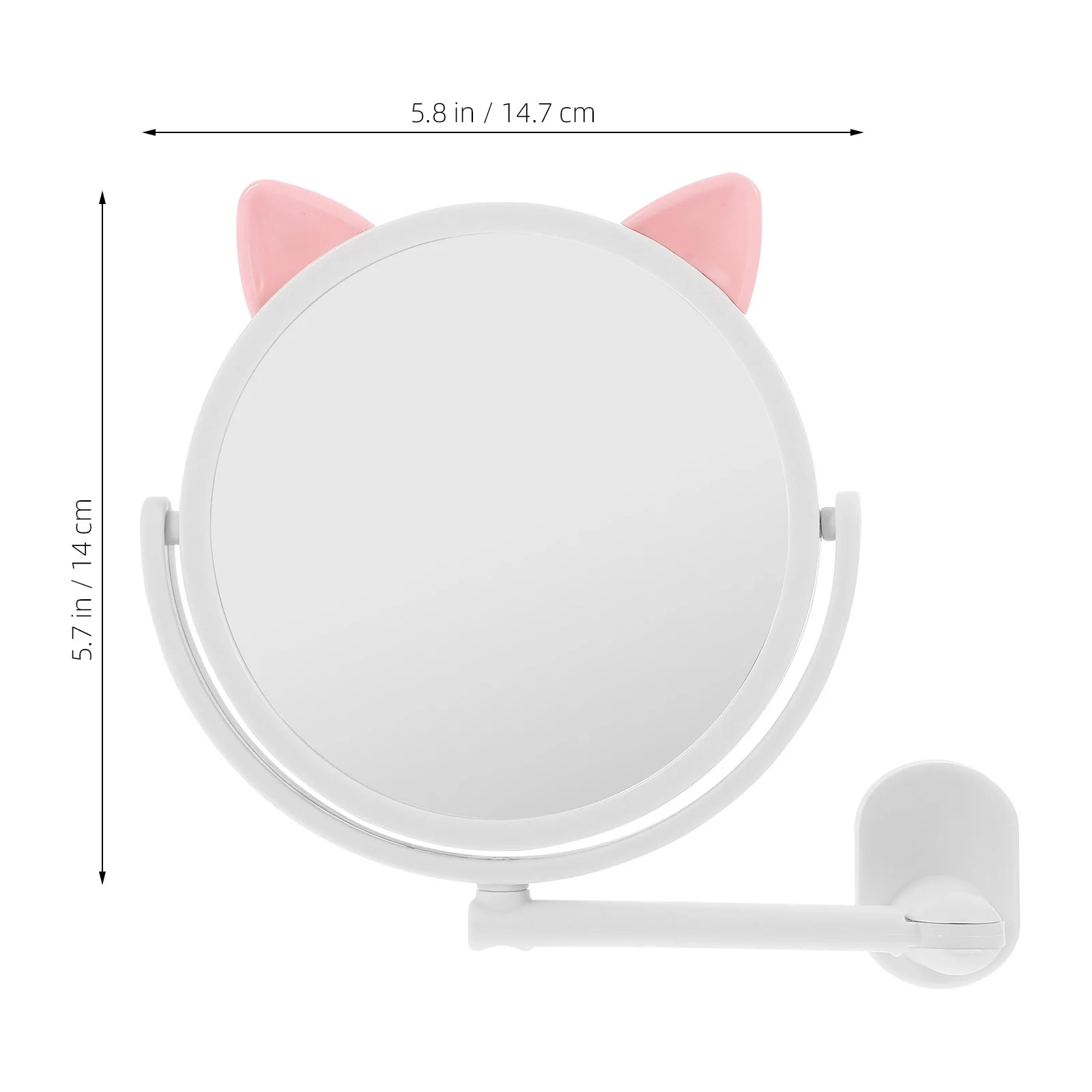 مرآة مثبتة على الحائط باللون الأبيض بدون حفر وقابلة للطي وقابلة للتعديل ودوران 360 درجة ومقاومة للضباب عالية الوضوح للمنزل