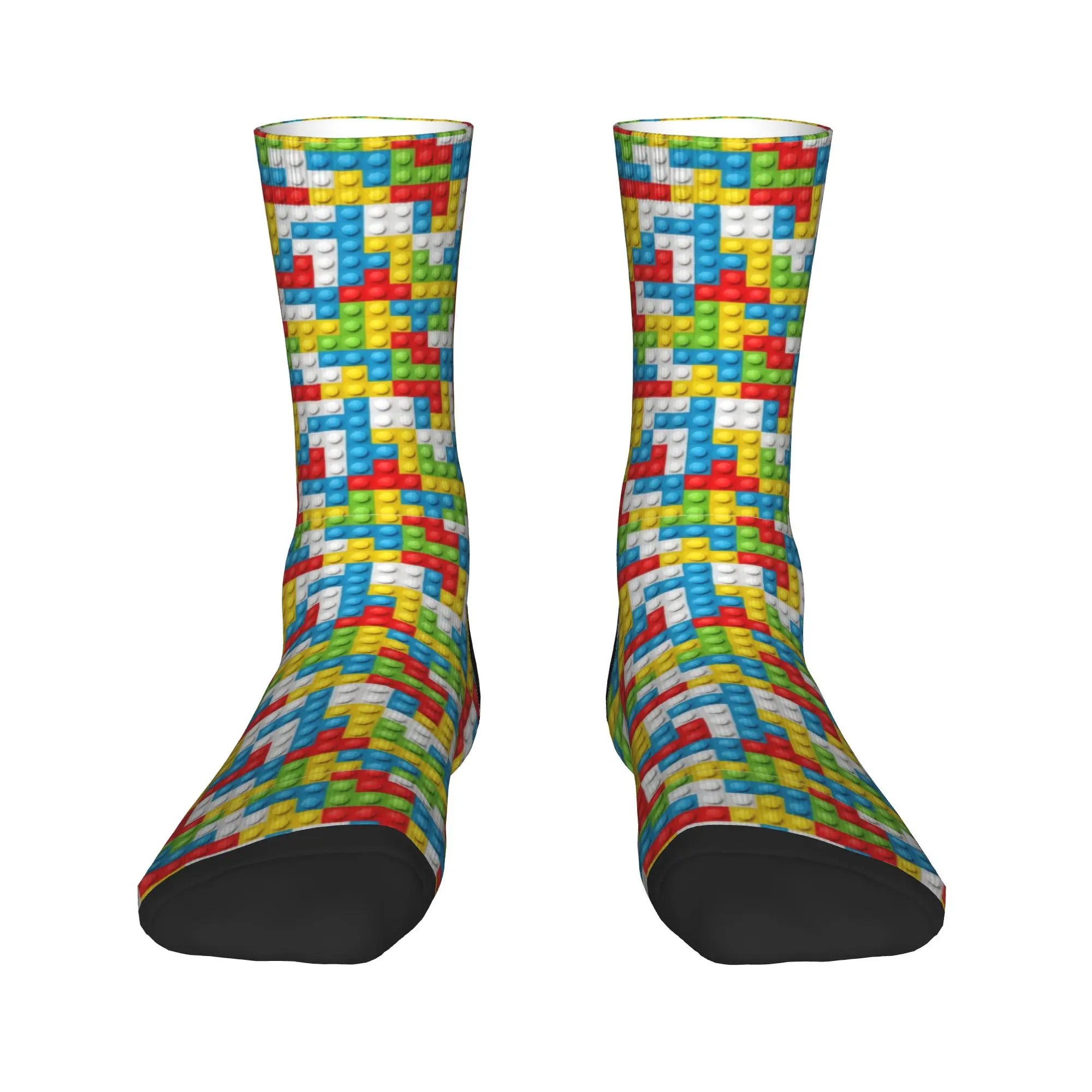 Pastel Multicolor Building Blocks Socks  Trendy Stockings Winter Anti Skid Women Men Socks Quality Design Running Sports Socks