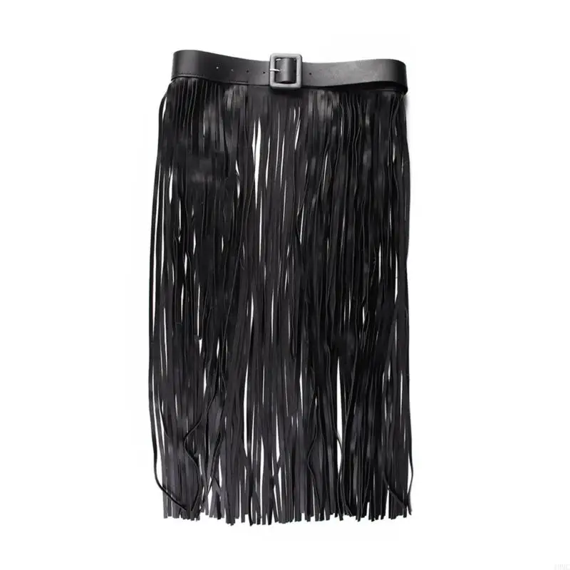 

49MC Hip Scarf Fringe Belt Waistband Belt Unique Style Black Decorative Belt Fringe Waistband Belt for Dress