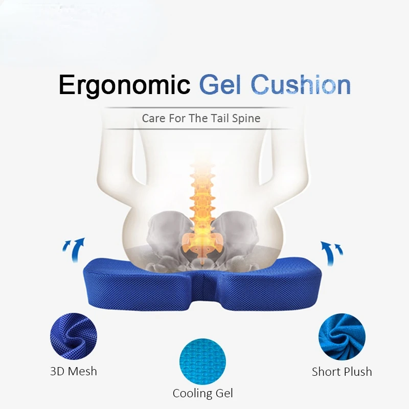 Gel Orthopedic Memory Cushion Foam U Coccyx Travel Seat Massage Car Office Chair Protect Healthy Sitting Breathable Pillow