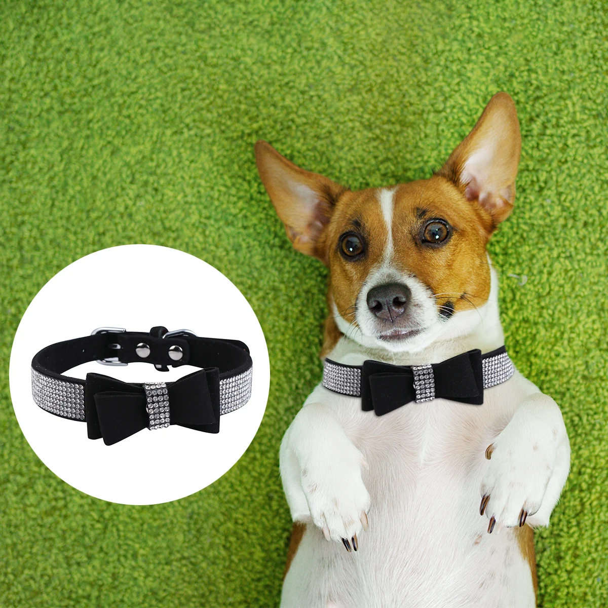 

Collar for Cats Dogs Rhinestones Decorative Adjustable Cat Dog Collars Stylish Bowknot Pet Necklace Summer