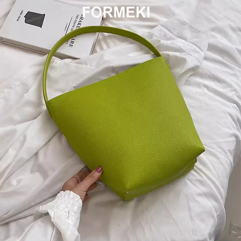 

Formeki 5 Colors New Women Handbag Solid Color Bucket Large Cacpacity All Macth Ins Fashion Ladies Female Bag Luxury Design