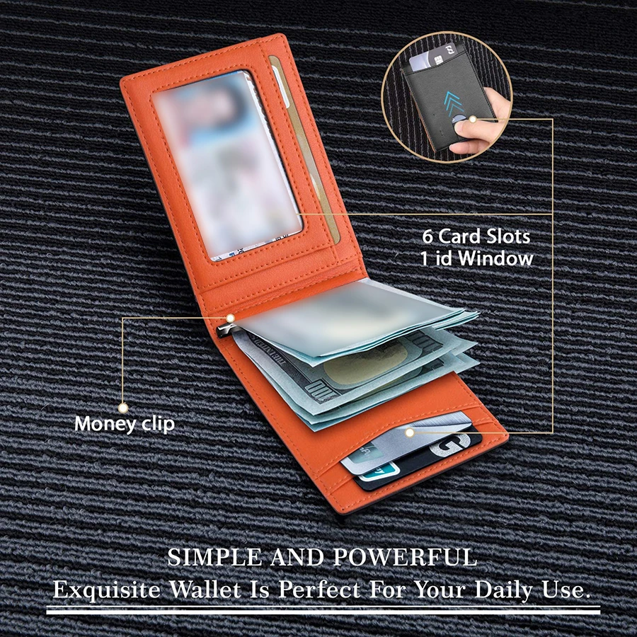Rfid Credit Card Holder Men Wallets Money Clip Luxury Slim Thin Mini Wallet Male Small Short Purse Minimalist Billfold Vallet image 5