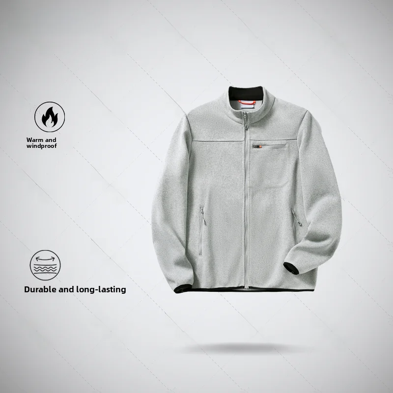 

Мужская вязаная флисовая куртка с воротником-стойкой, теплая, для активного отдыха, ветрозащитная, с длинными рукавами, на молнии, приталенного кроя, верхняя одежда