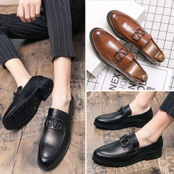 Fashion Men Point-toe LoafersBusiness Casual Slip-On Loafers Social Shoes Leisure Office Luxury goods Summer Soft High Quality