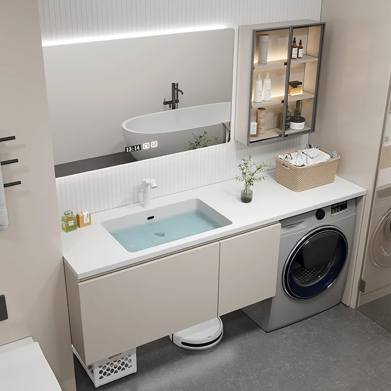 

Washing machine integrated cabinet rock slab ceramic bathroom cabinet combined bathroom washbasin cabinet