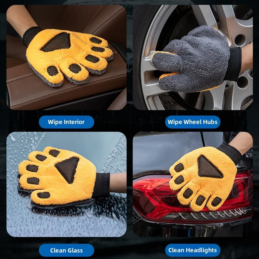 Stretchable Car Wash Glove with Five Finger Design for Precise Handling in Wheel Wells and Tight Cleaning Spaces 23.5cm