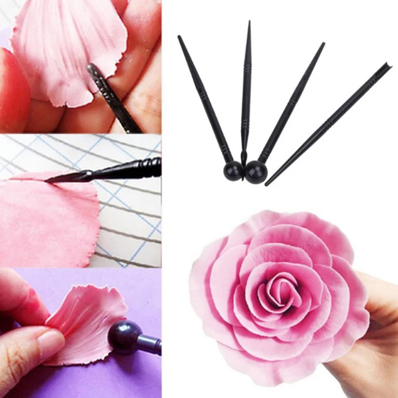 4 Pcs/Set Cake Carved Pens Flower Modelling Tools Fondant Cake Decorating Molds Tools Bakeware