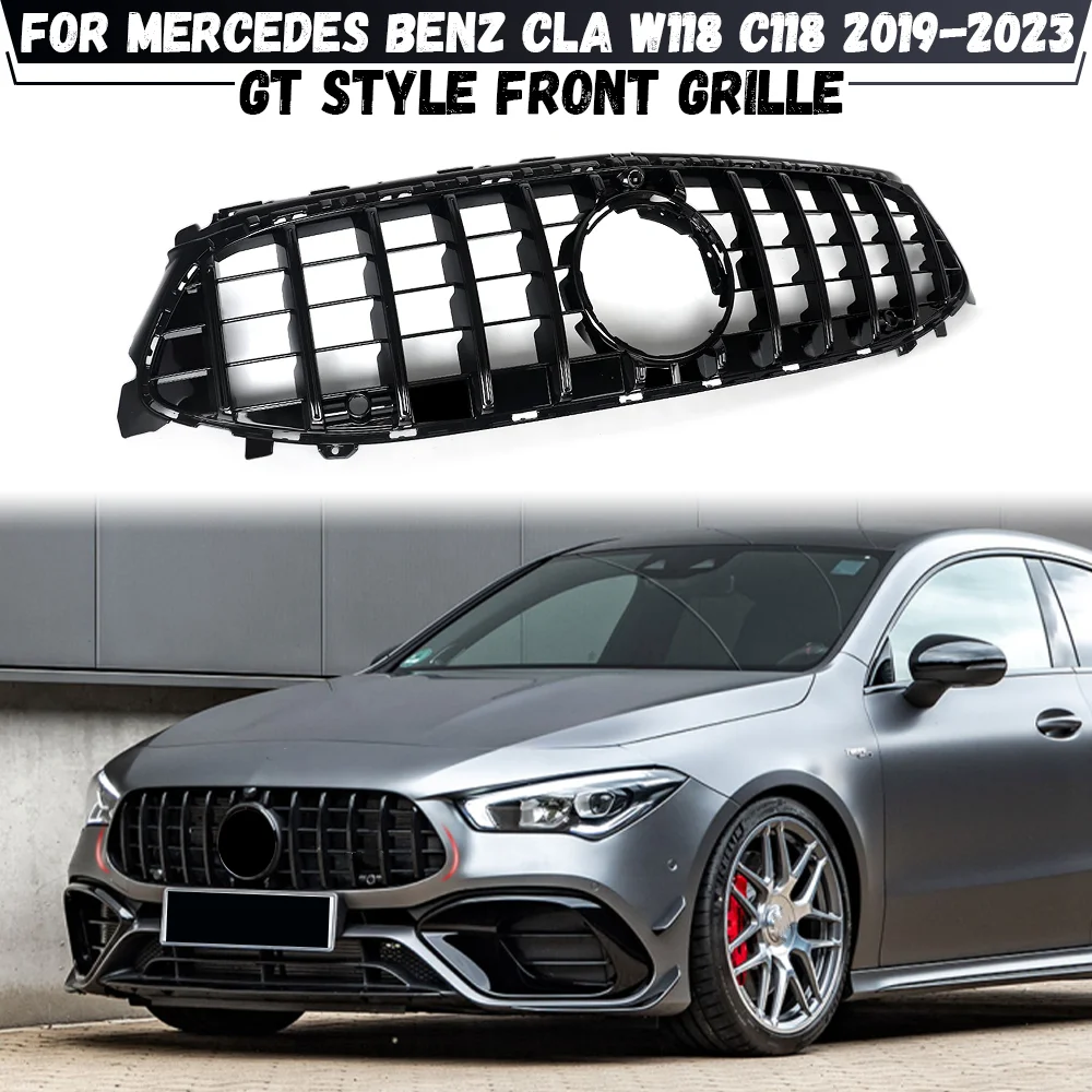 

Передняя решетка в стиле GT для Mercedes Benz CLA W118 C118 CLA180 200 250 CLA45 2019 2020 2021 2022 2023 Передняя решетка капота