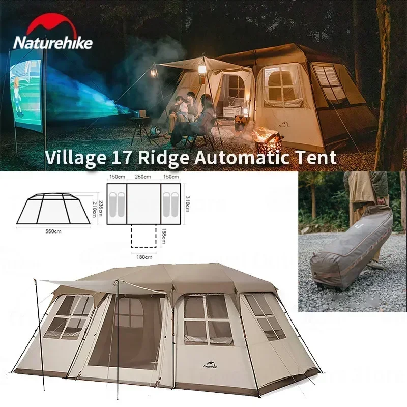 

Naturehike Tourist Tent Beach Luxury Leisure Big Awning Outdoor Automatic 8 People Tunnel Camping Tent Family Waterproof Parties