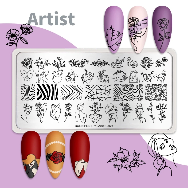 BORN PRETTY 12*6cm Nail Art Templates Stamping Plate Design Flower Animal Lace Image Stamp Templates Plates Stencil Tools