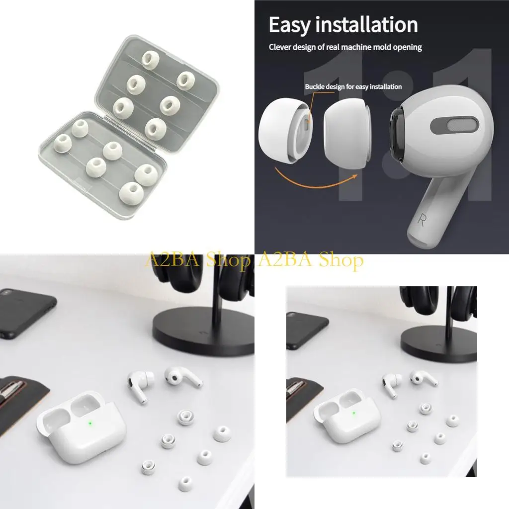 

A2BA 12pcs Flexible Earbud Tip Set for Sound Isolation NonSlip Carry