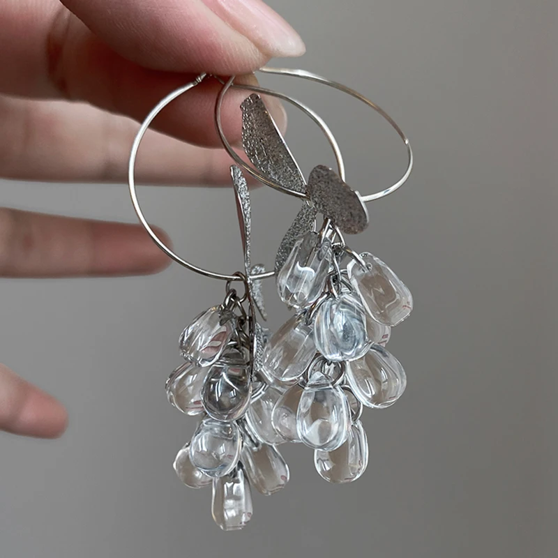 Extravagante Vintage Transparente Perlen-Trauben-Cluster-Anhänger-Ohrringe für Damen – Sommer 2026 Mode-Accessoire, elegante baumelnde Ohrringe – Detail 3