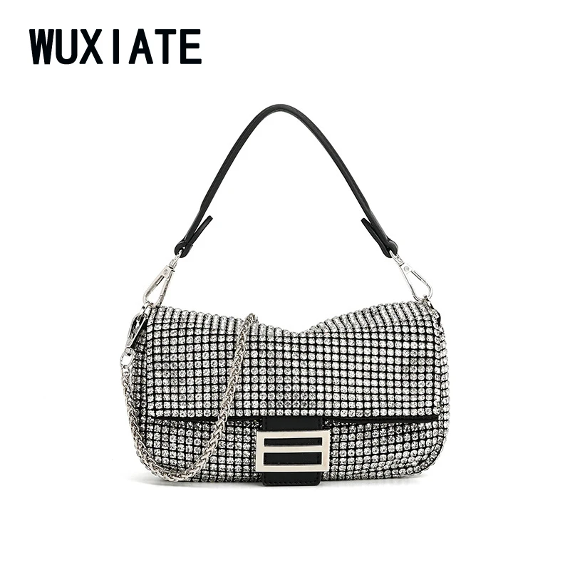 

WUXIATE Diamond-set women's crossbody Shoulder Bag 2024 Fashion Dinner bag small full diamond handbag