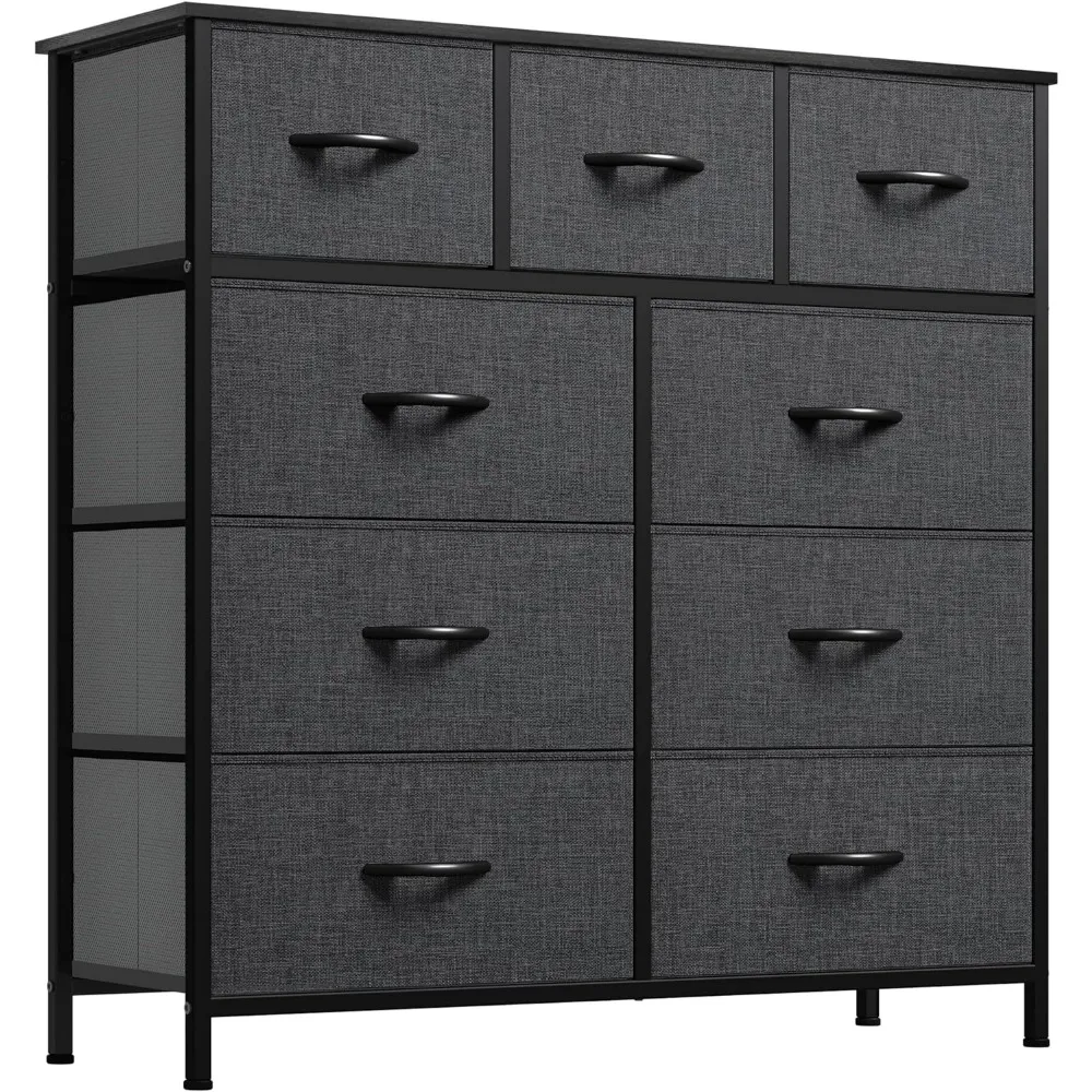 

Dresser with 9 Drawers - Fabric Storage Tower, Tall Chest Organizer Unit for Living Room, Entryway with Sturdy Steel Frame