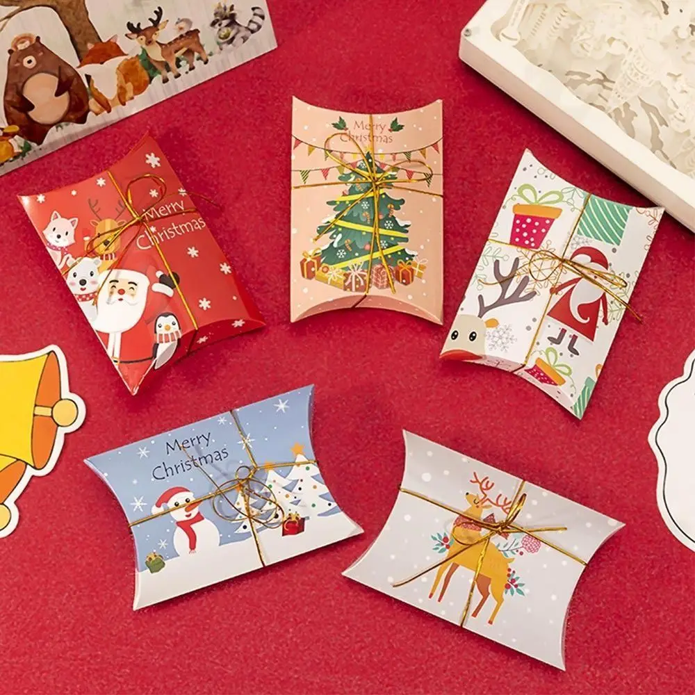 صناديق هدايا من ورق الكرافت لعيد الميلاد المجيد ، حزمة ورقية للحلوى والبسكويت الحلو المفضّل للحفلات ، صندوق تعبئة ، 10 * *