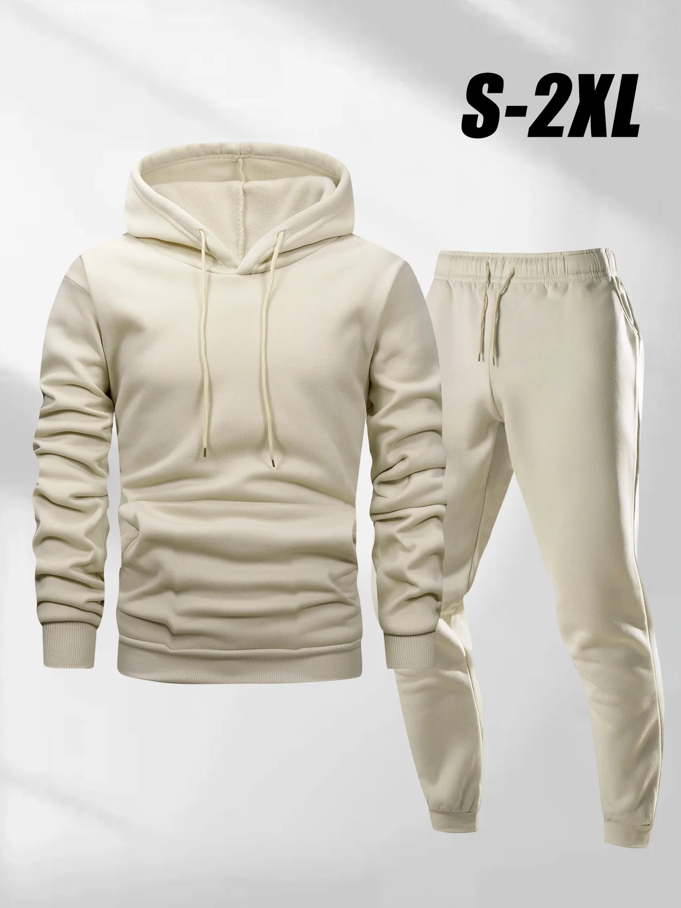 

Men's Autumn Casual Two-Piece Set Hooded Sweatshirt and Pants with Pockets Regular Fit Outdoor Sport Suit Jogging Tracksuit