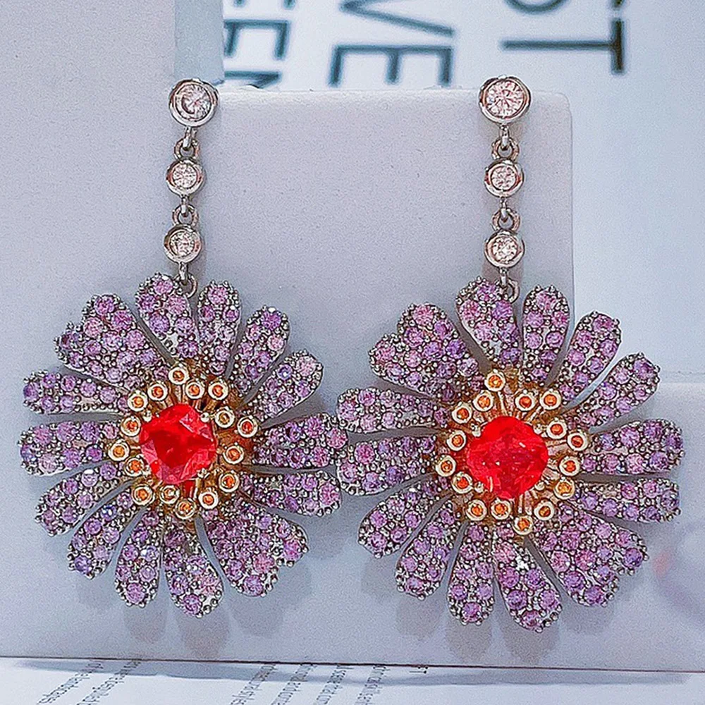 

Missvikki Trendy Summer Purple Flower Earrings for Women Girl Daily Original Bloom High Quality Japanese Korean Accessories