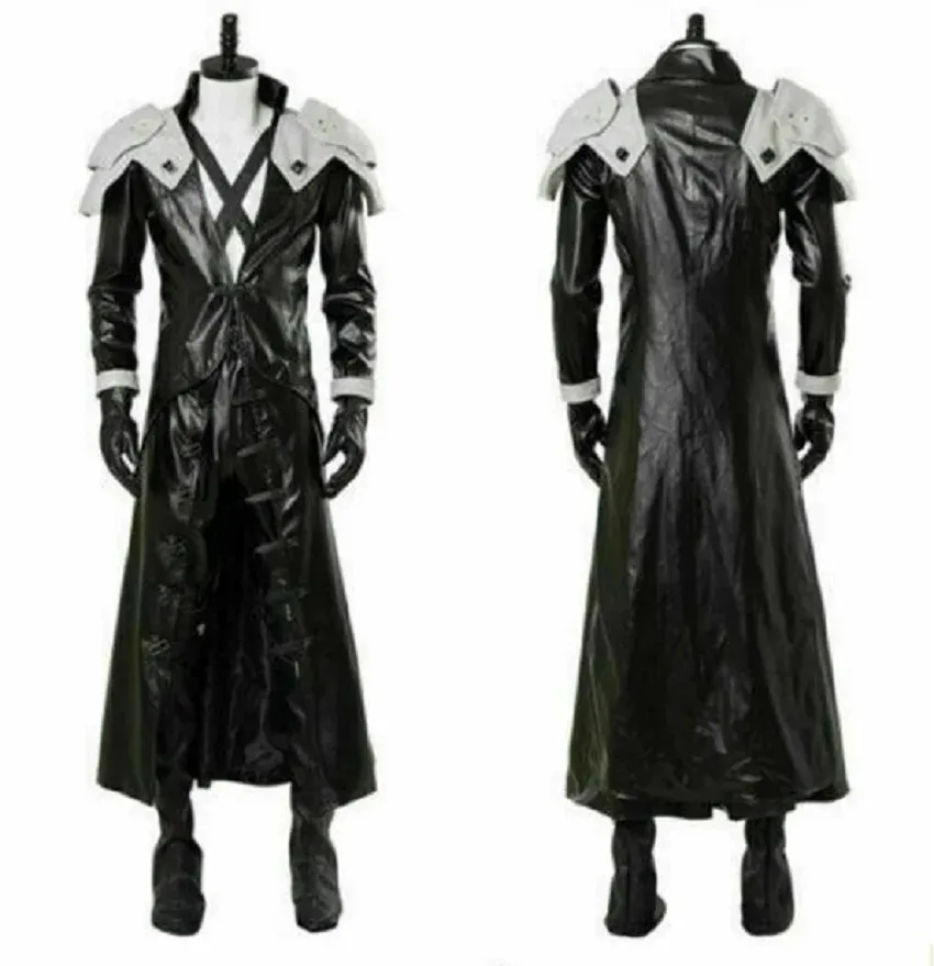 Hot Remake Cosplay Anime Sephiroth Halloween Costume Black Jacket Exotic Custom Charm