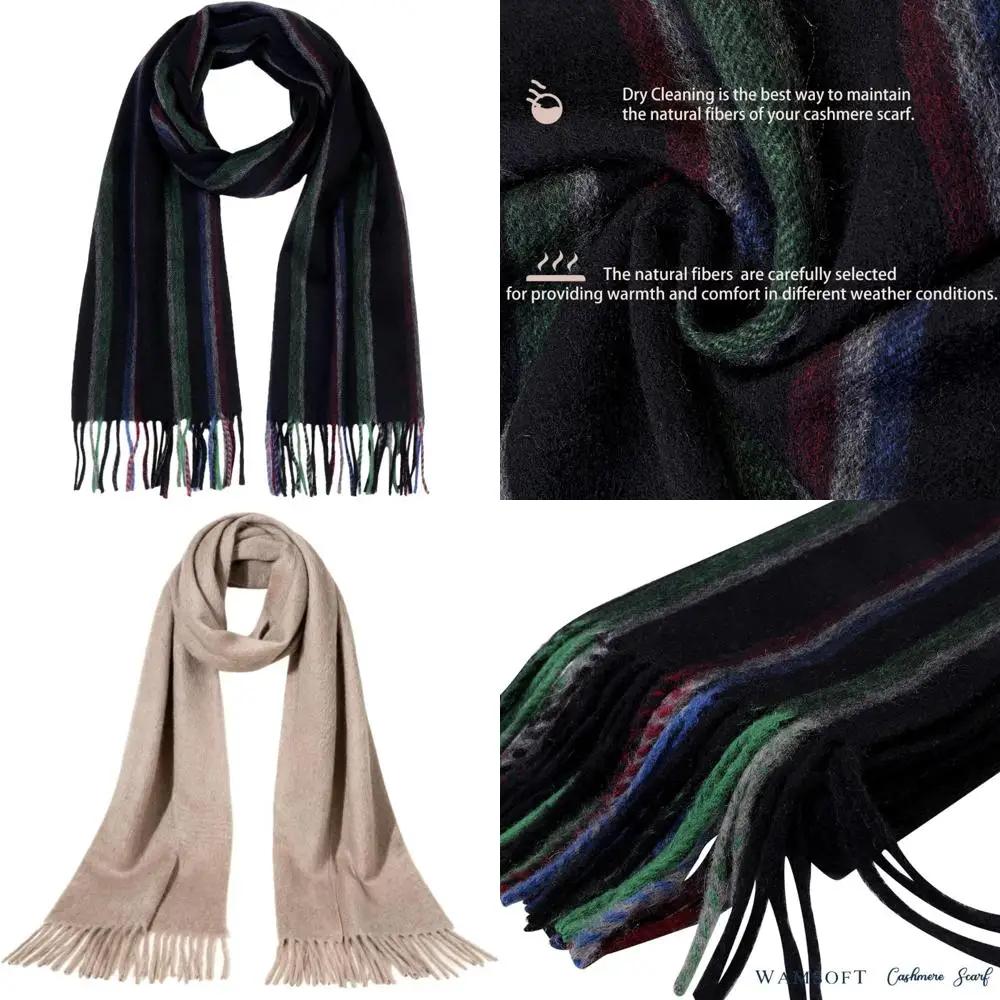 

Thick Cashmere Winter Scarves for Men and Women | Plaid and Solid Lightweight Wraps Ideal for Cold Weather Travel