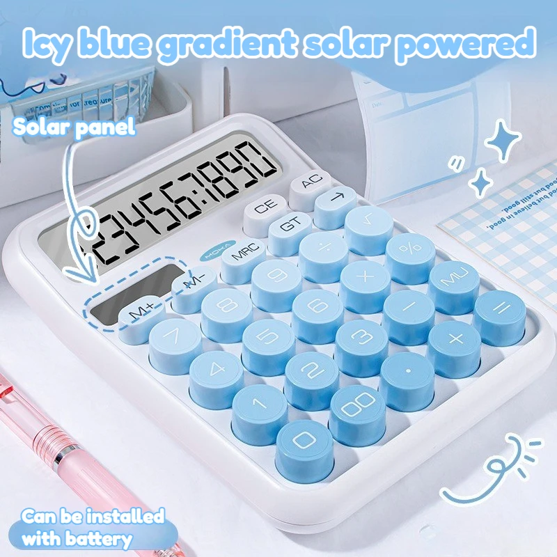 

Dual power minimalist high aesthetic gradient solar computer, durable slip resistant portable calculator for daily calculations