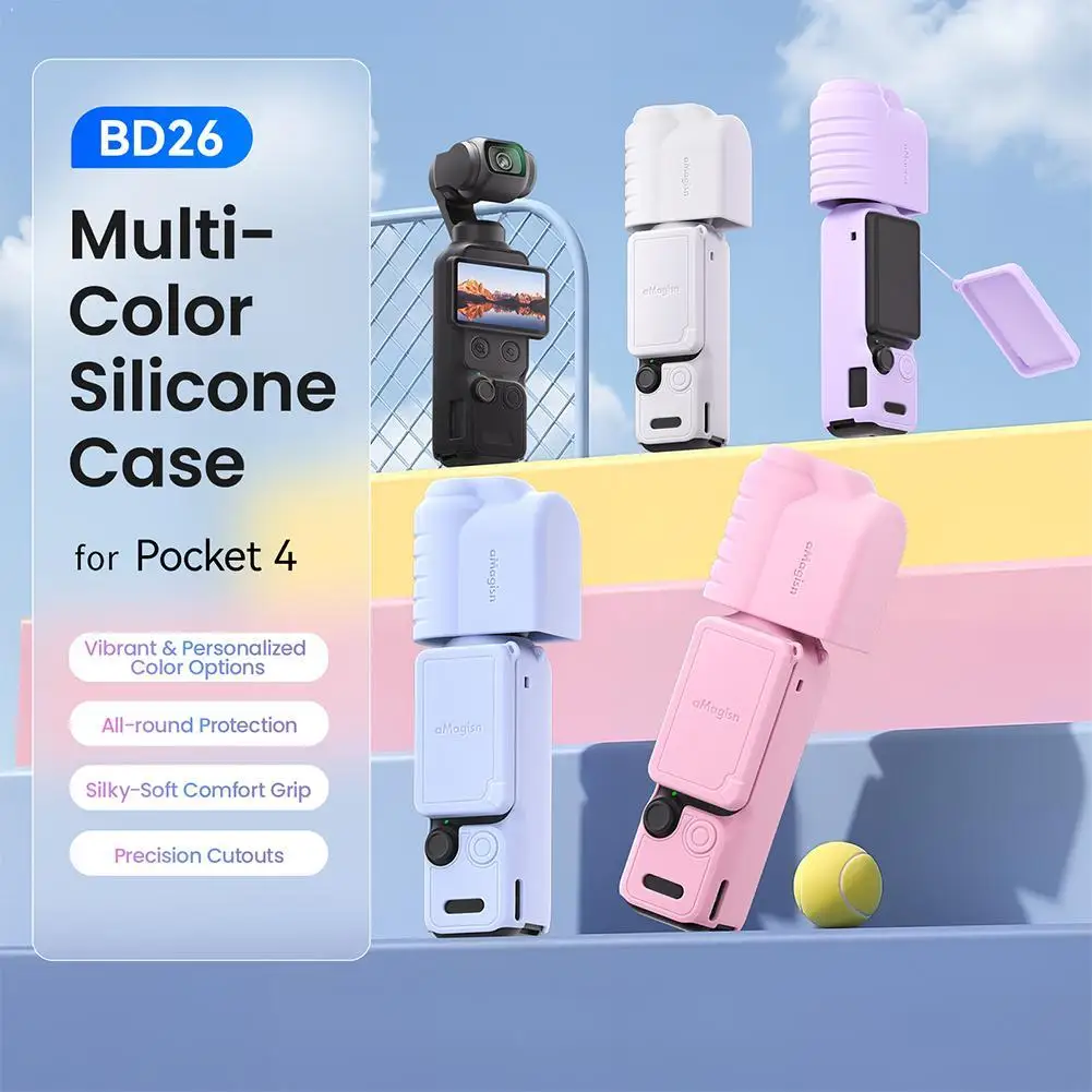 For DJI Osmo Pocket 4 Silicone Protective Sleeve All-Around Shielding Soft Touch Case With Screen Lens Cover For Travel Vlogging
