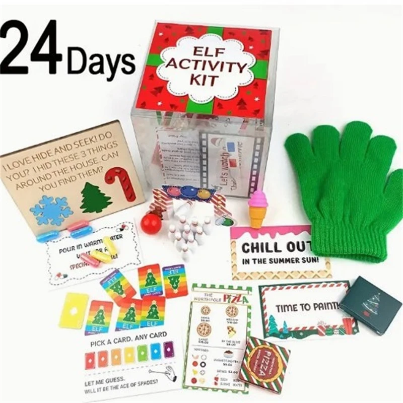 Kit de elfo de Navidad de 24 días, Kit de Adviento de elfo de Navidad, cuenta atrás para decoración de Año Nuevo, el mejor regalo para amigos, calendario de Adviento