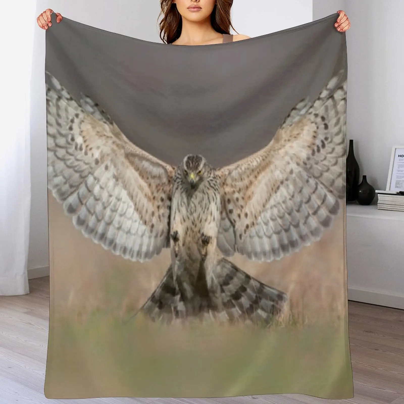 Northern goshawk (Accipiter gentilis) attacking Throw Blanket Soft Beds Sofa Quilt Blankets