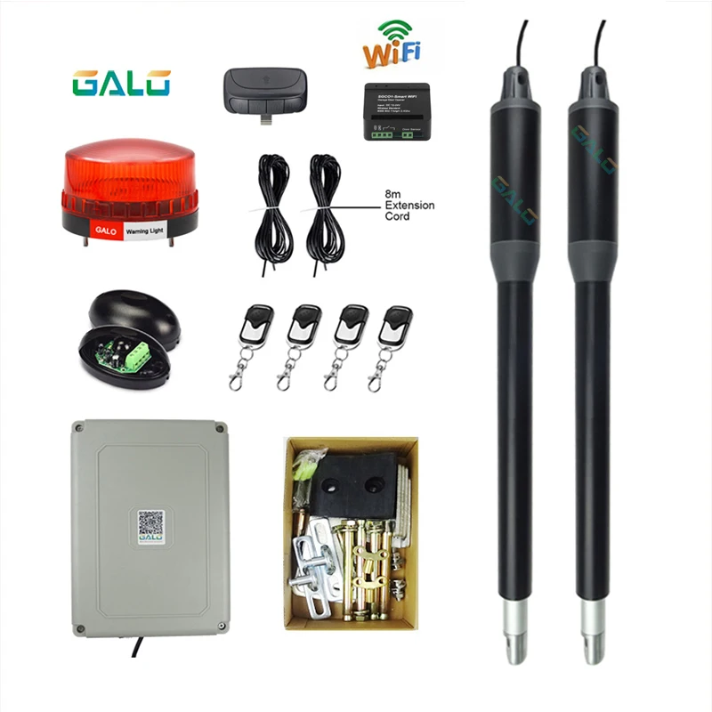 Wifi Controller AC220V Elektrische Lineaire Actuator 300kgs Motor Motor Systeem Automatische Draaipoort Opener Met Dual Dikke Armen Kit